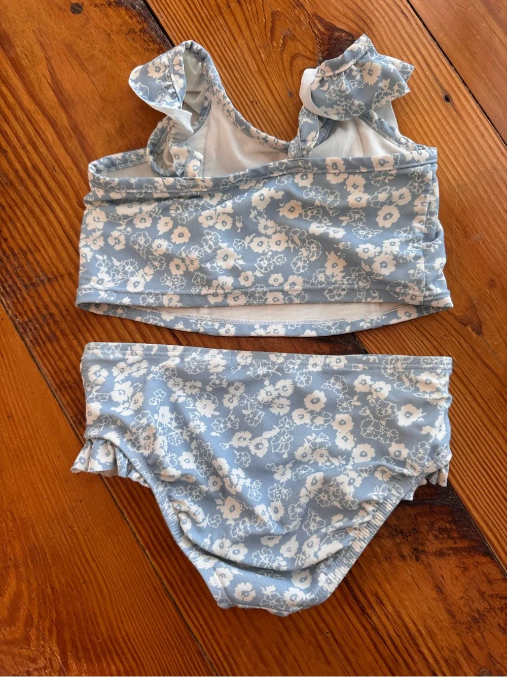 Baby Gap Light Blue Floral Ruffle Two-Piece Swim Set